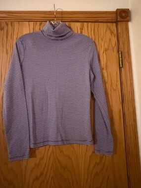 Talbots Purple and White Striped Turtleneck Top